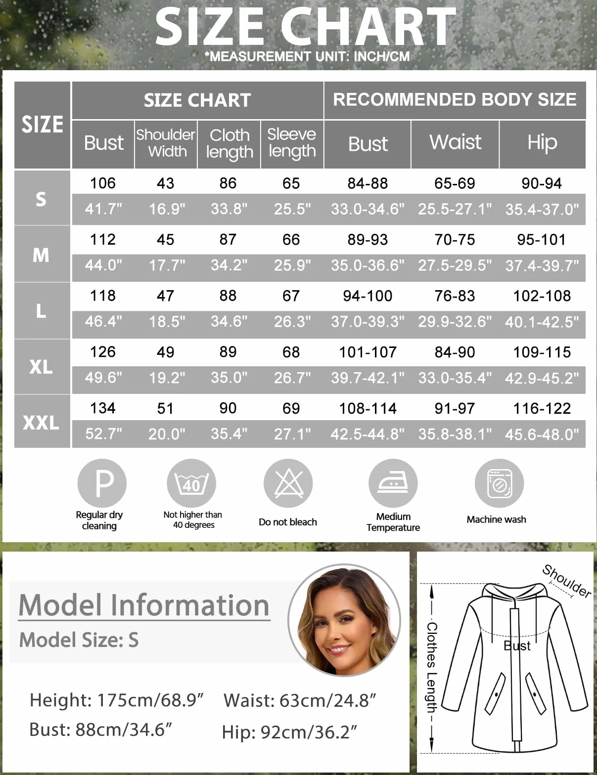 CMTOP Veste Imperméable Femme Vêtement de Pluie Légère et Pliable Poncho Pluie Coupe-vent à Capuche Manteaux Imperméables Fine Portable Trench-coat Décontracté Printemps Été
