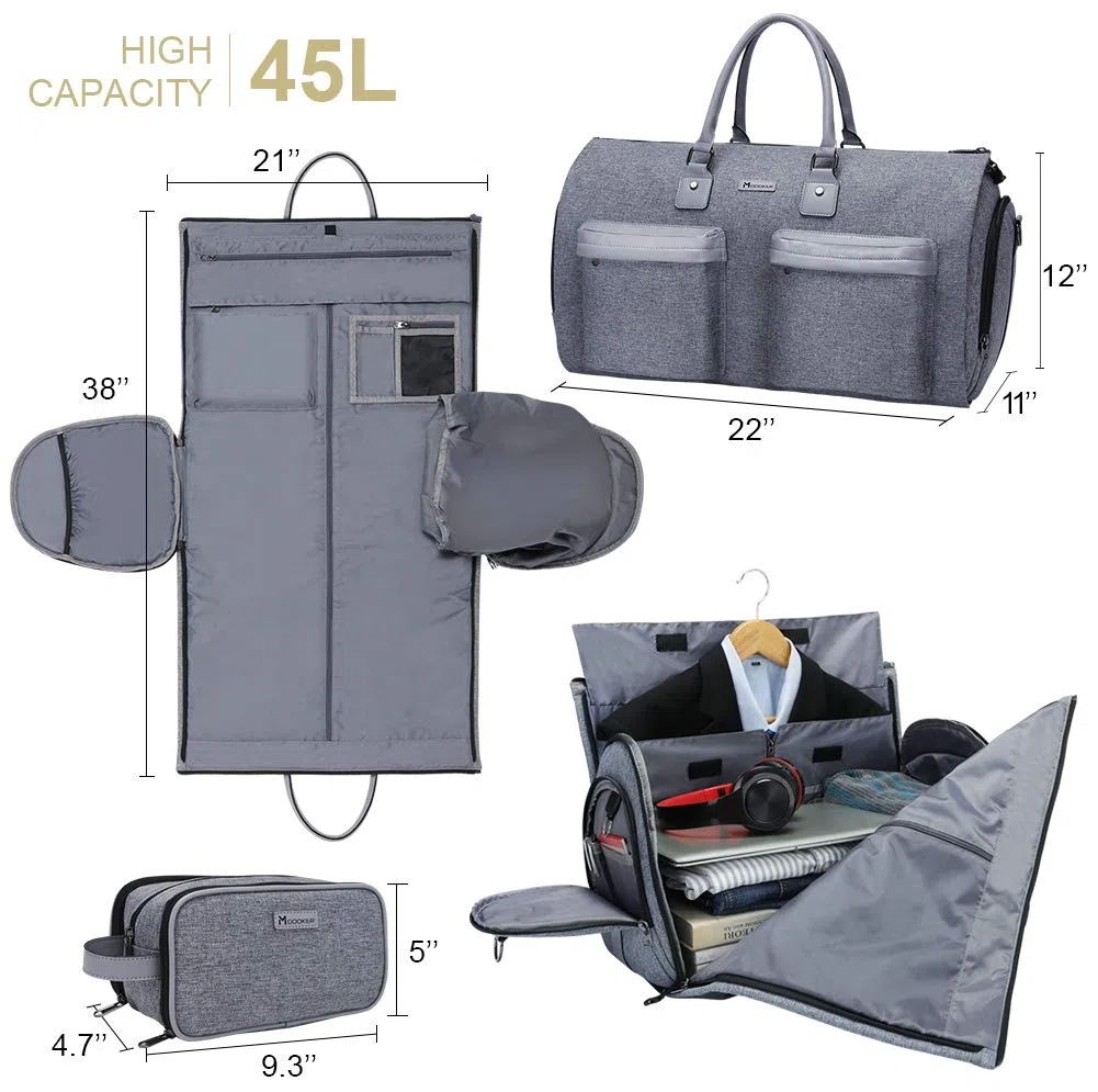 MODOKER Sac à vêtements Convertible avec bandoulière pour Homme et Femme – Valise à Suspendre 2 en 1