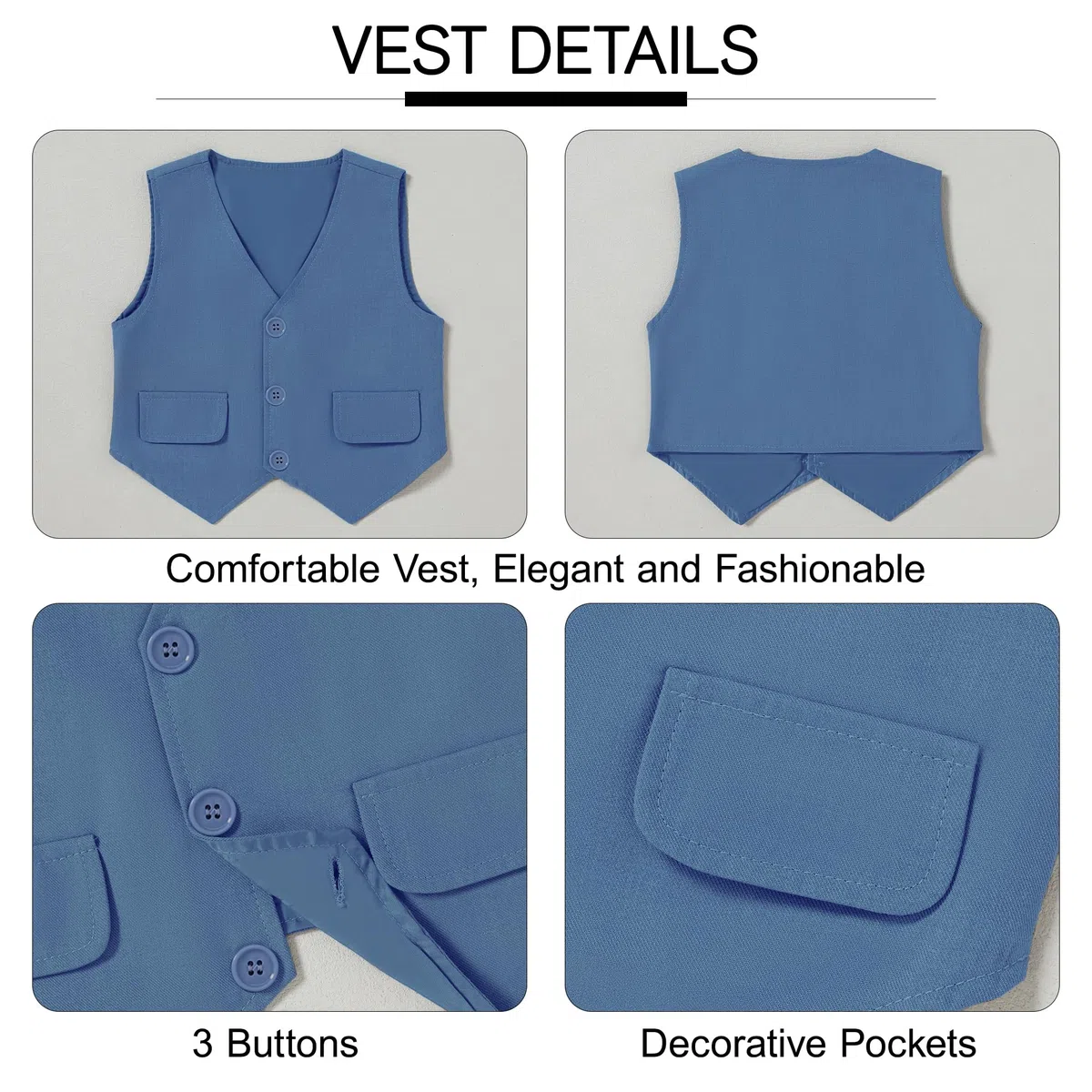 SANMIO Costume pour garçon - Tenue formelle - Chemise + cravate imprimée + gilet + pantalon - Smoking pour bébé - Vêtements de mariage