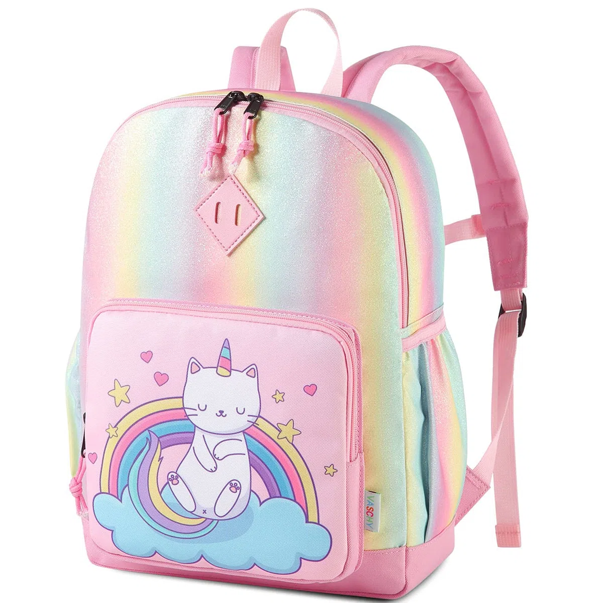 Sac à Dos Enfant, VASCHY Cartable Filles Primaire 4-6 Ans Léger Brillant Imperméable Sac a Dos Licorne Mignon pour A4 Dossier Maternelle École avec Sangle de Poitrine