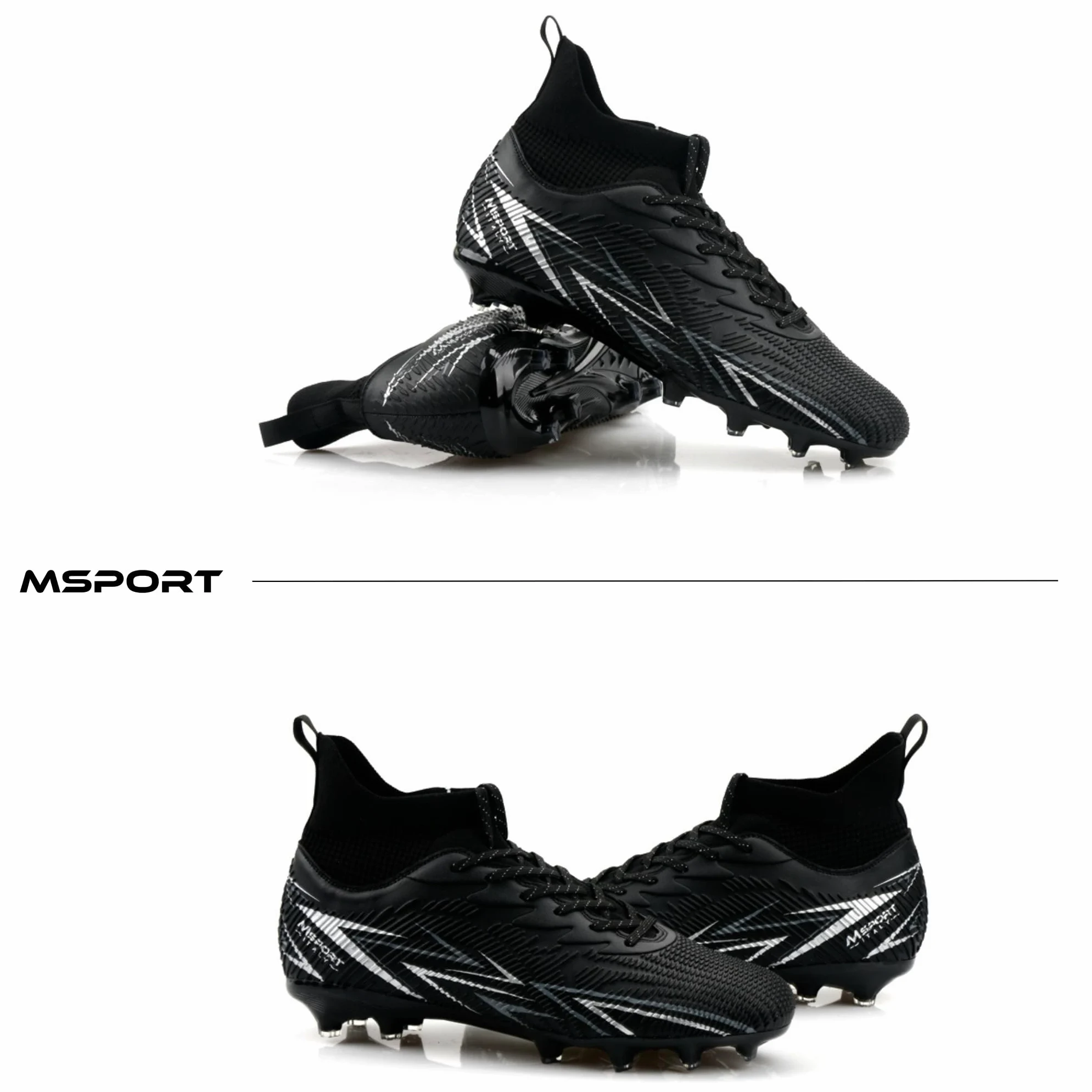 Msport Chaussures de Football Enfants/Adolescents à Crampons – Antidérapantes, Légères et Confortables – Idéales pour Gazon Naturel et Synthétique