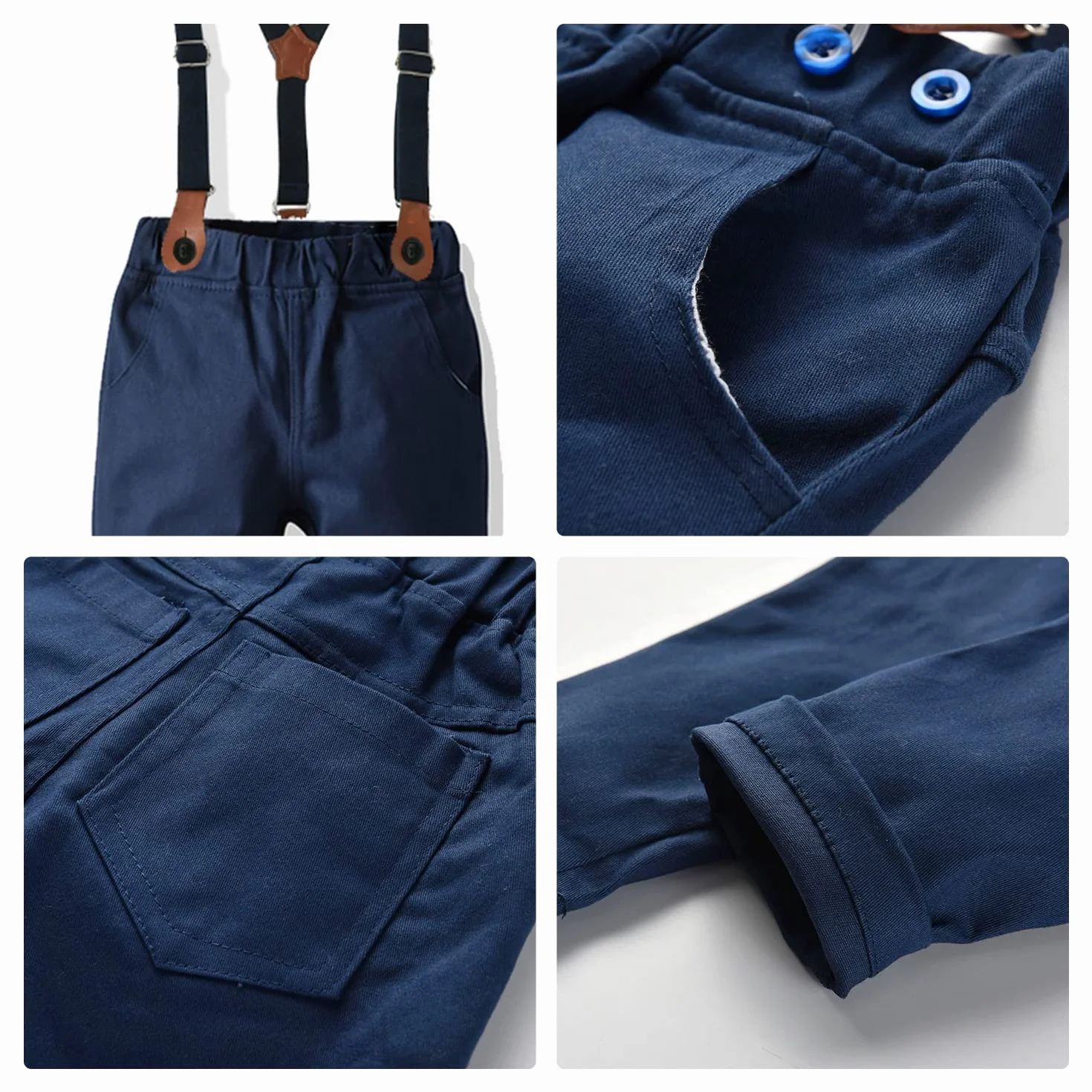 Volunoby Bebe Garçon Costume Gentleman, Noeud Papillon Chemise + Pantalon 4 Pièces