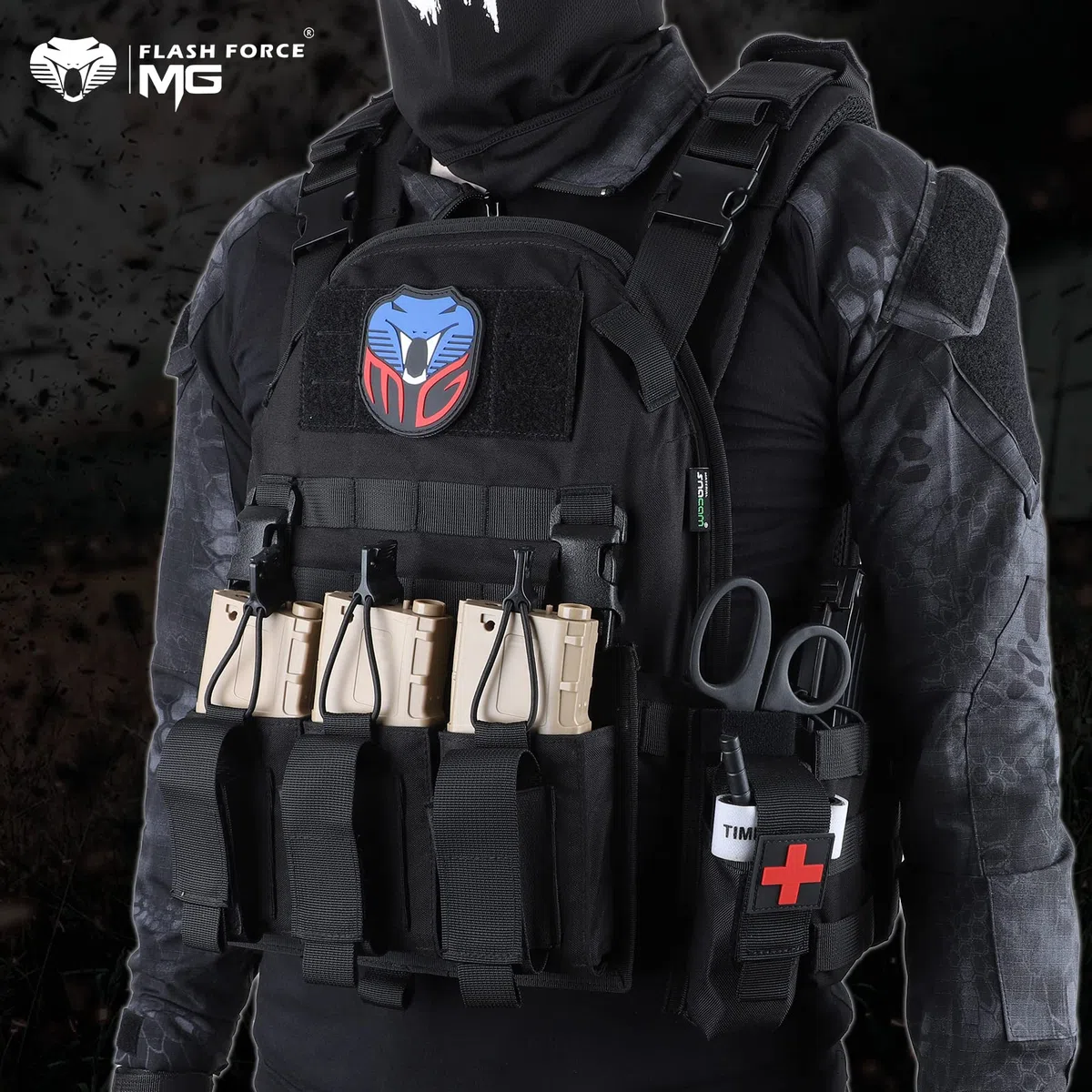 MGFLASHFORCE Gilet tactique Molle Airsoft pour homme