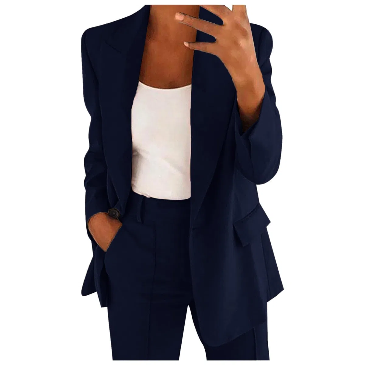 Tailleurs Femme Ensemble Pantalon 2 PièCes Col Revers Chic Et Elegant Couleur Unie Blazer Veste Formel Bureau Travail Pantalon Costumes Slim Fit Manteau Ensemble Veste Manteau