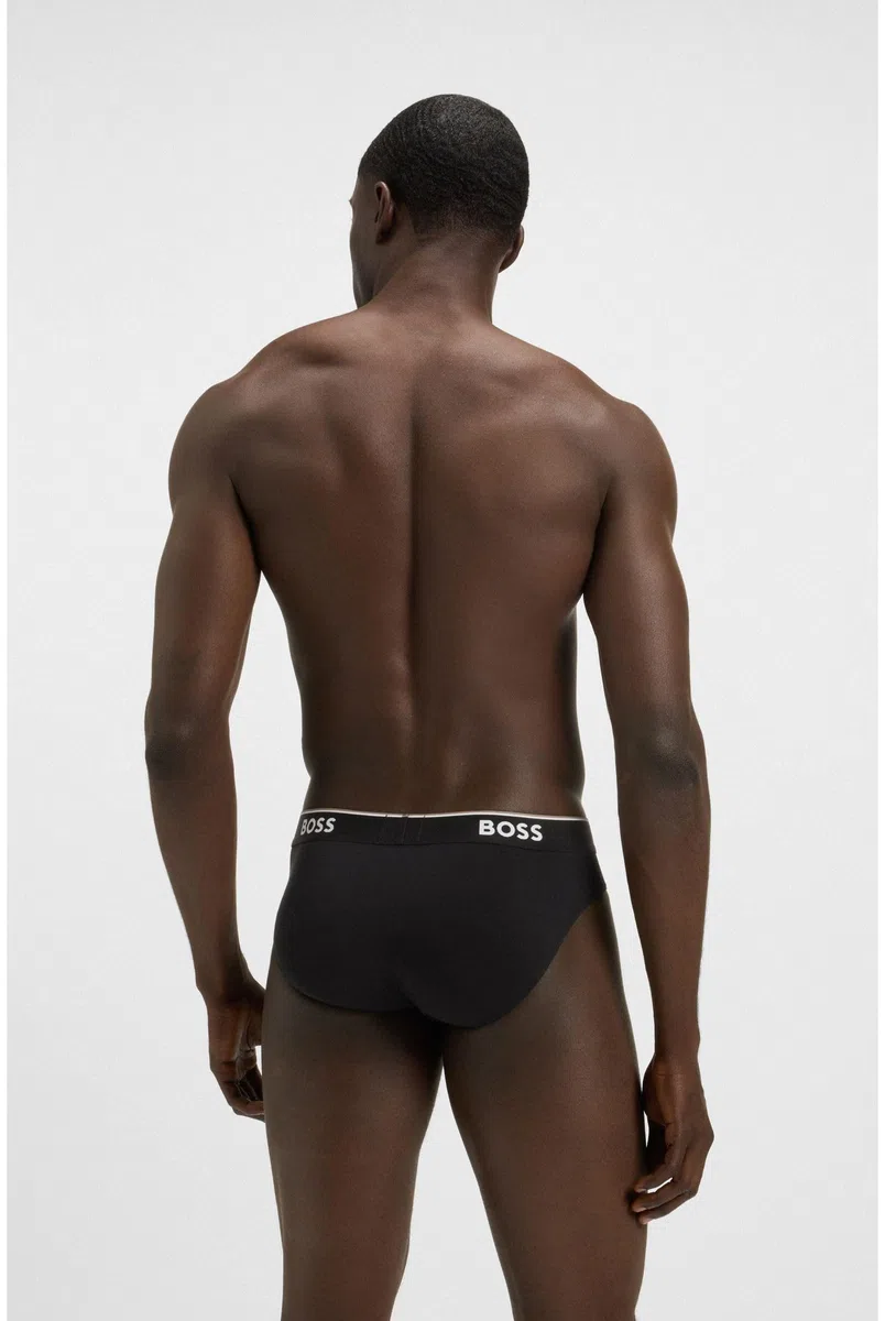 BOSS Hommes Brief 3P Power Lot de Trois Slips en Coton Stretch avec Logo à la Taille