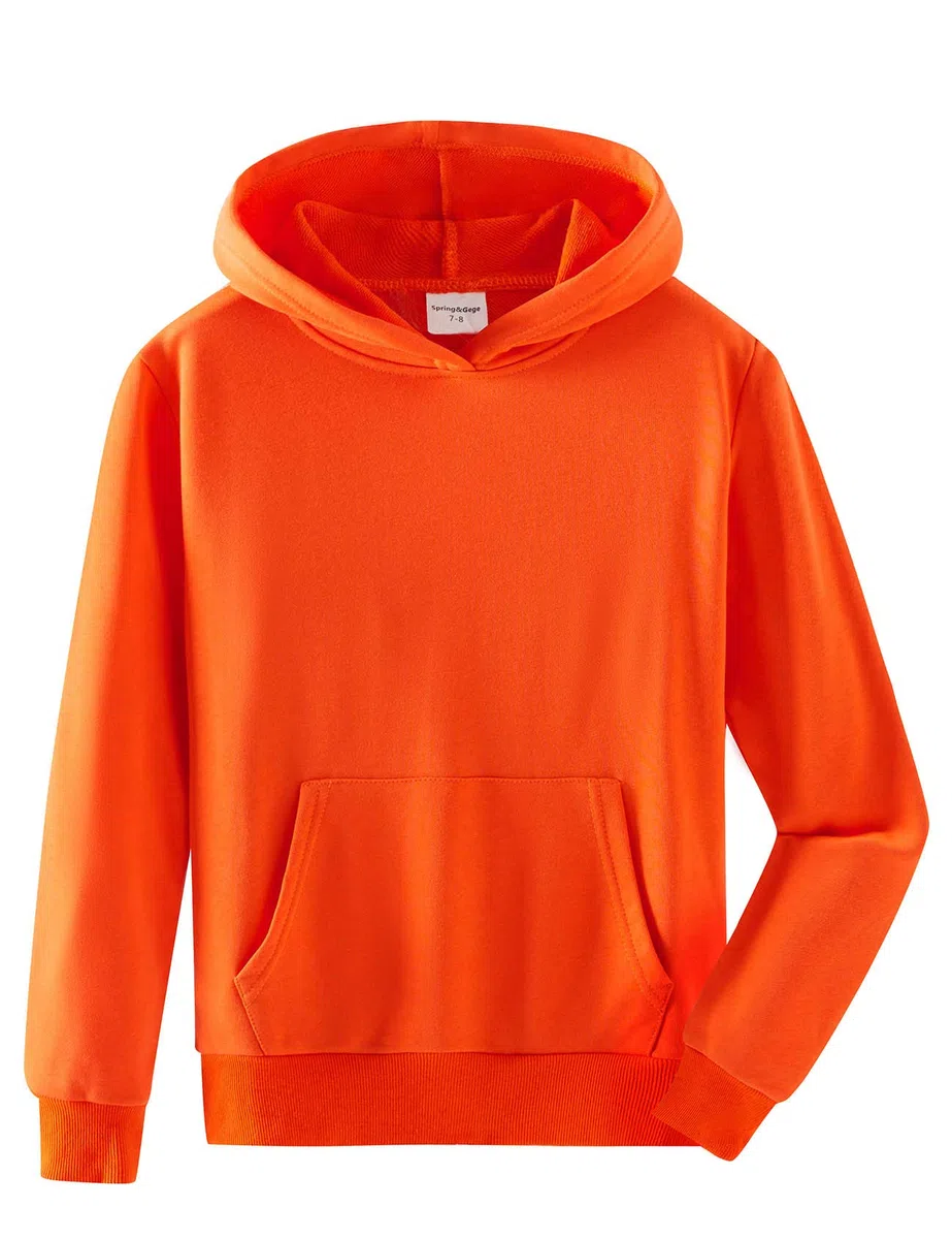 Spring & Gege Sweat à Capuchon Garçon Veste de Survêtement en Coton à Capuche de Couleur Unie pour Enfants (2-12 Ans)